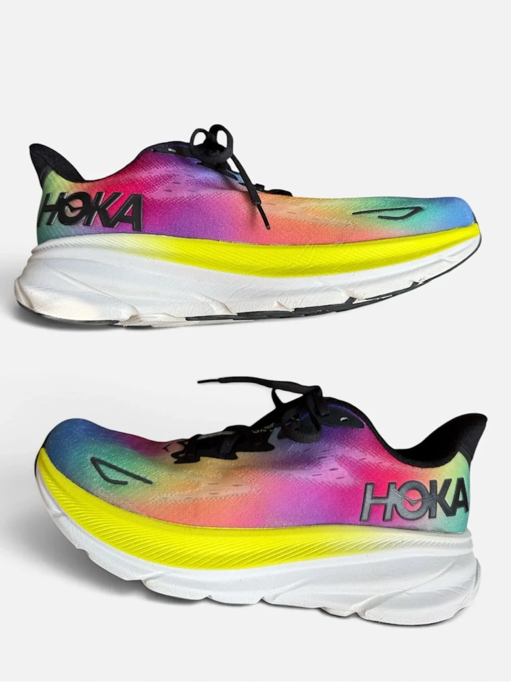 Hoka One One Women’s Clifton 9 Gradient Rainbow Running Shoe Sneaker Size 10